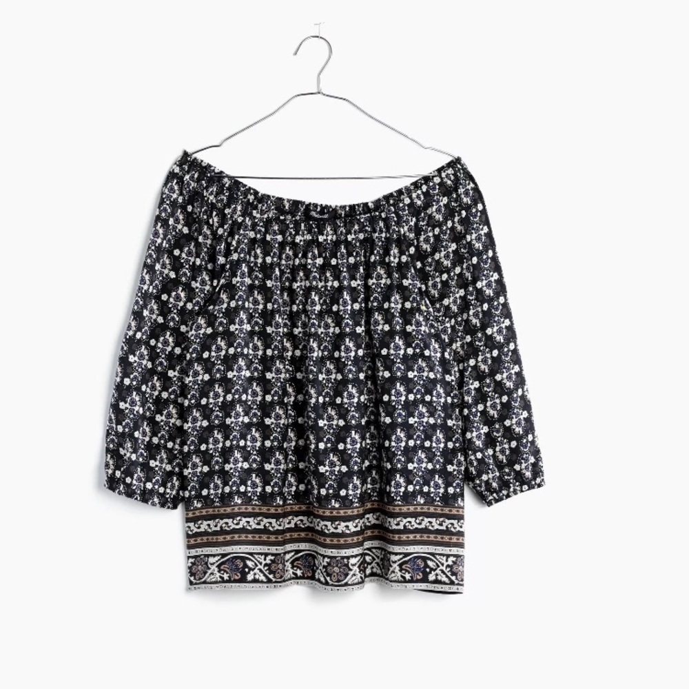 MADEWELL Silk Off-The-Shoulder Top Floral XXS